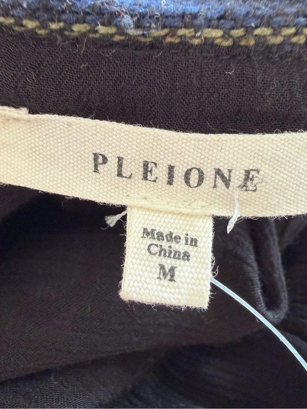 Pleione Anthropology Multicolor Striped Yoke Black Tie-Front Peasant Top M - Picture 9 of 9